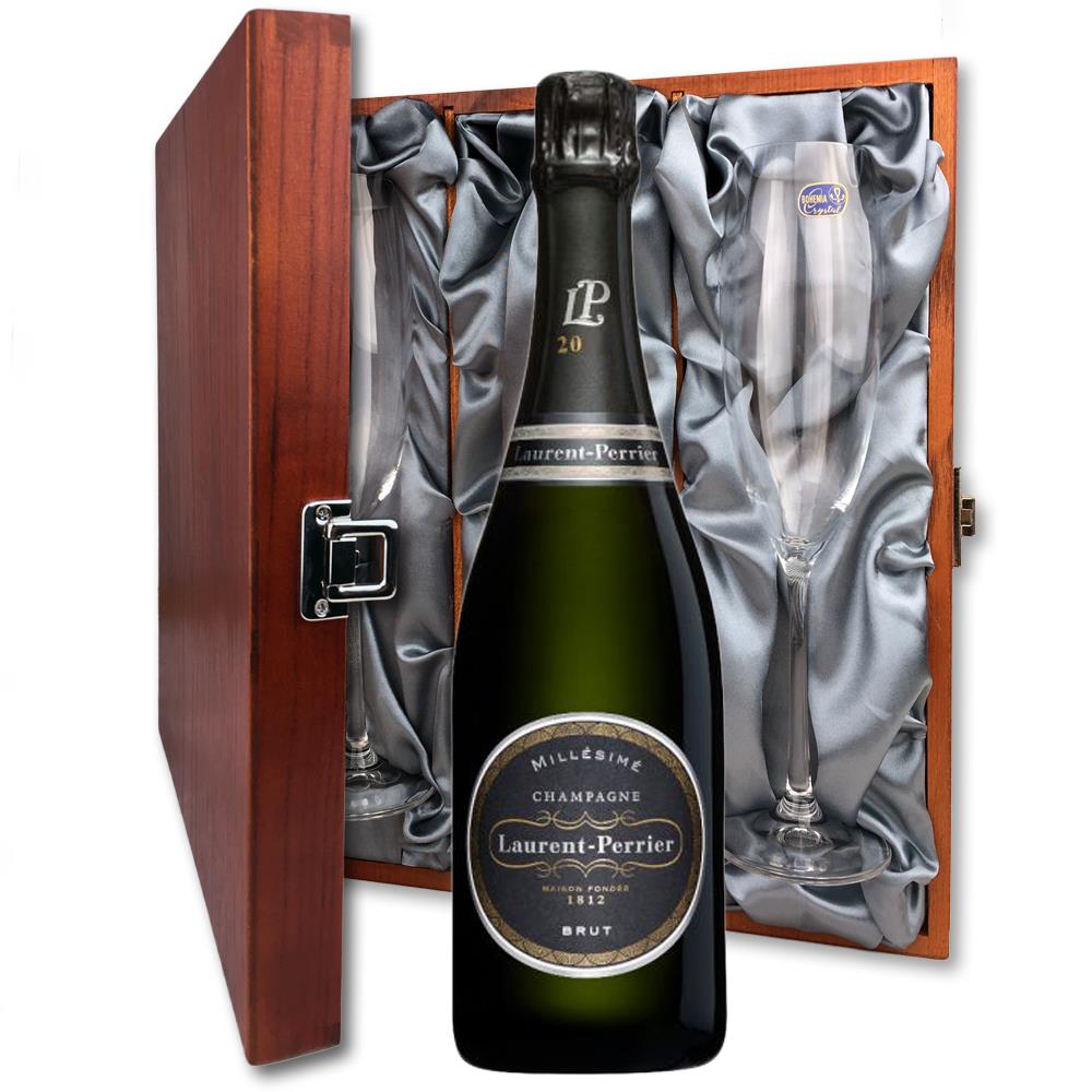 Laurent Perrier Brut Millesime Vintage 2012  75cl And Flutes In Luxury Presentation Box